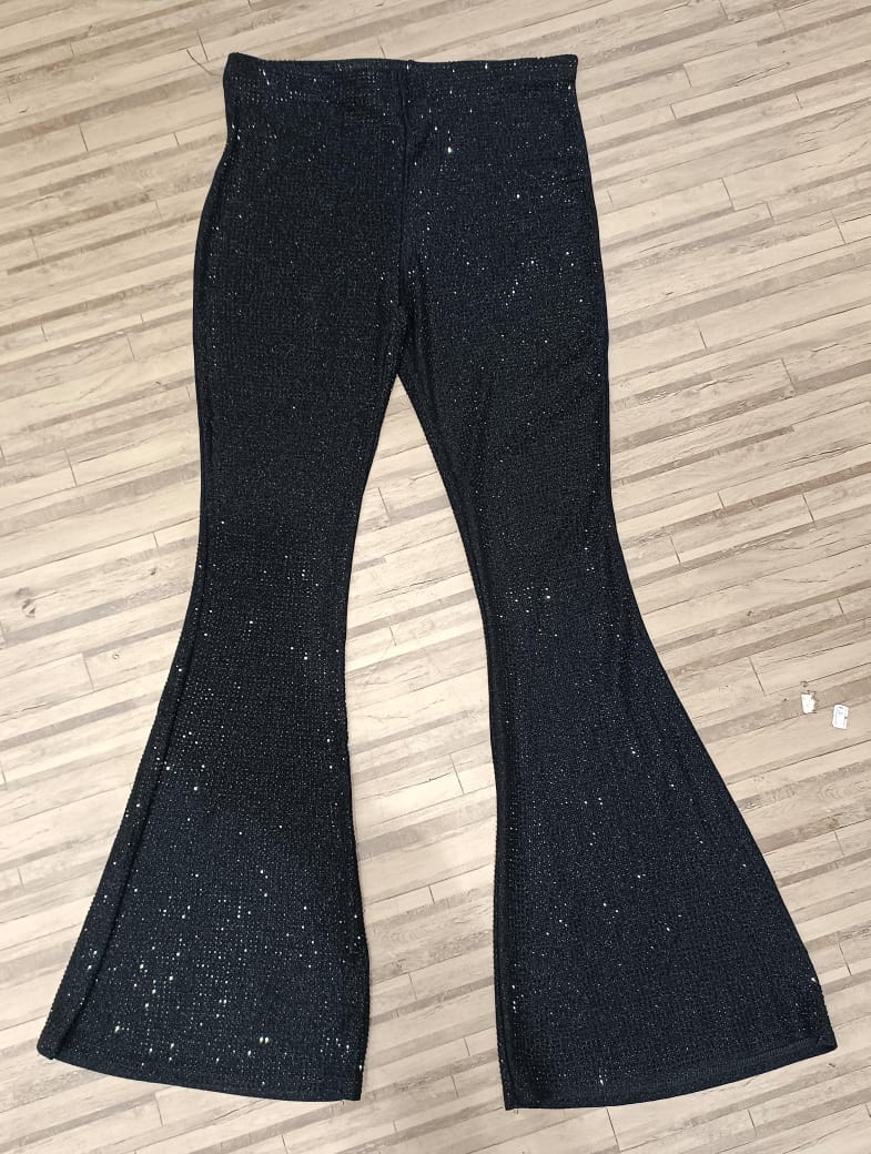 Rachael Flare Pants for Women's Stretch 1980s Sparkle With Rhinestones